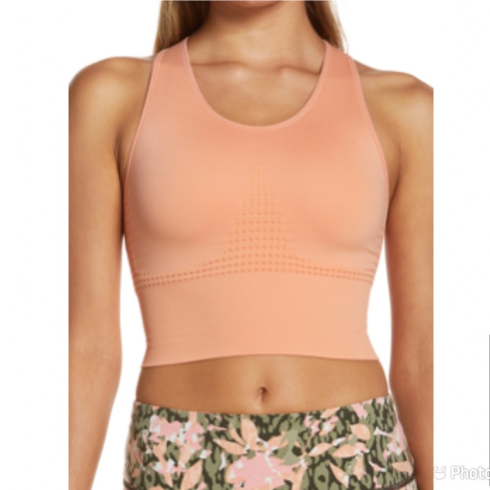 Sweaty Betty Stamina Longline Sports Bra Nectarine Orange Racerback Size S(4-6)